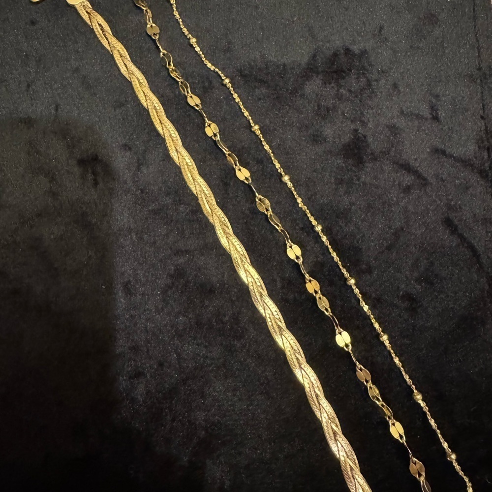 Italian 24KT Gold over Sterling Silver Bracelet Trio - Picture 2 of 4